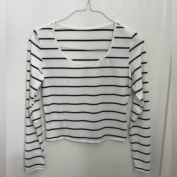 SHEIN Black and White Striped Blouse - Picture 1 of 1
